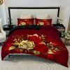 3pcs Golden Rose Duvet Cover SetSoft And Breathable Bedroom And Dormitory BeddingInclud (Duvet Cover*1+Pillowcase*2)
