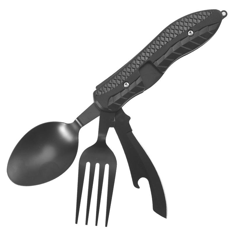 

Detachable Stainless Steel Camping Knife, Fork, and Spoon Combination Cutlery Set for Outdoor Use.