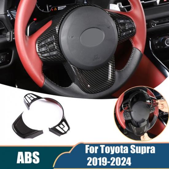 ABS Carbon Fiber Steering Wheel Decorative Cover Trim for Toyota Supra A90 19-24