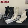 Fashion Fashion Rhinestones Women Ankle Modern Boots Thin Heels Shoes Pointed Toe Ladies Short Boots Zippers Shoes Female Pumps lady