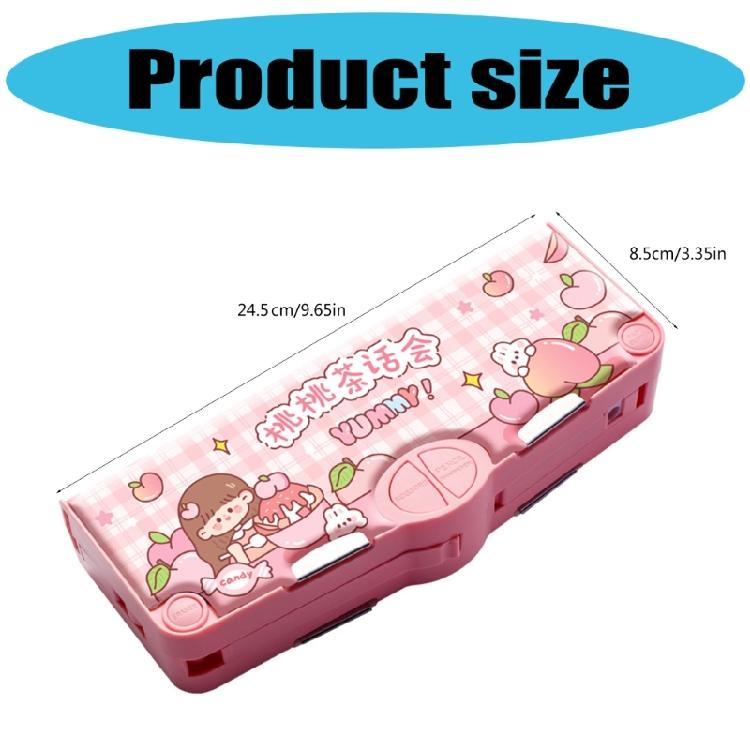 Novelty Pencil Box with Safety Scissors Sharpener Timetable Finger Wrap Tape Clear Ruler Eraser for Children Boy Girl