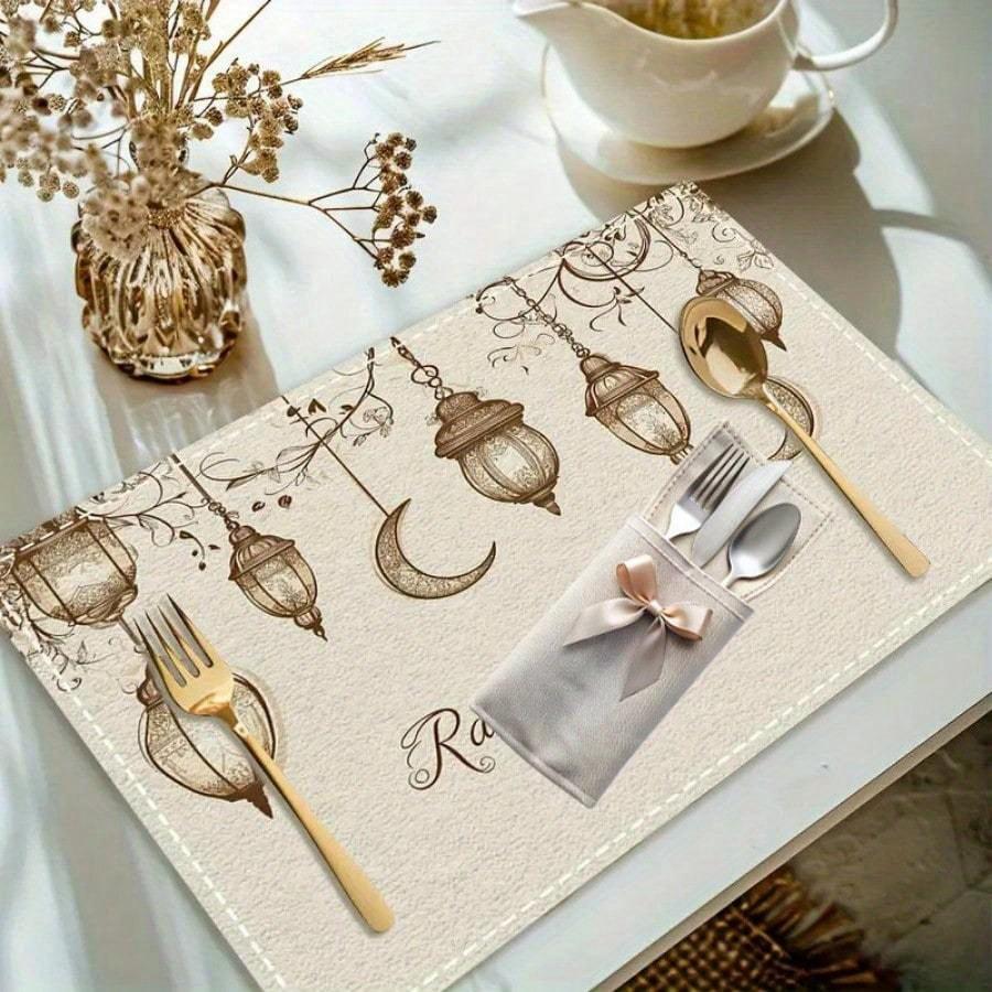 1 ks Bavlněná a lněná podložka na stůl, Kuchyňská dekorace, Károvaný potisk, Žáruvzdorná a voděodolná podložka pod nádobí