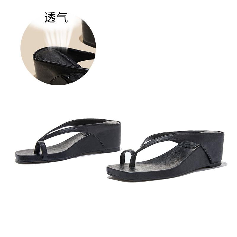 

Slope flip-flops summer sandals new simple toe slippers casual and comfortable flat bottom versatile half drag women 35 чёрный