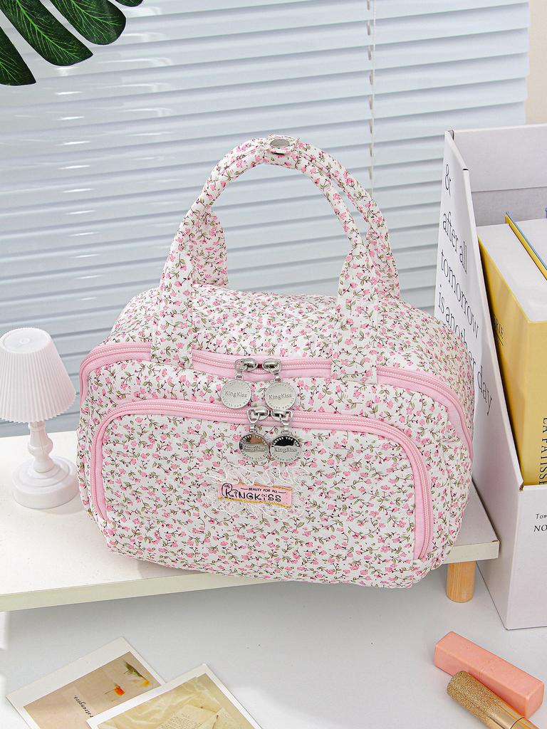 Women's Floral Makeup Bag New Arrival Travel Toiletry Cosmetic Pouch Large Capacity Portable Hand Carry Organizer Case