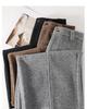 Women's Gray Wool Tweed Wide-Leg Cropped Pants with Velvet Lining - Autumn/Winter New Style
