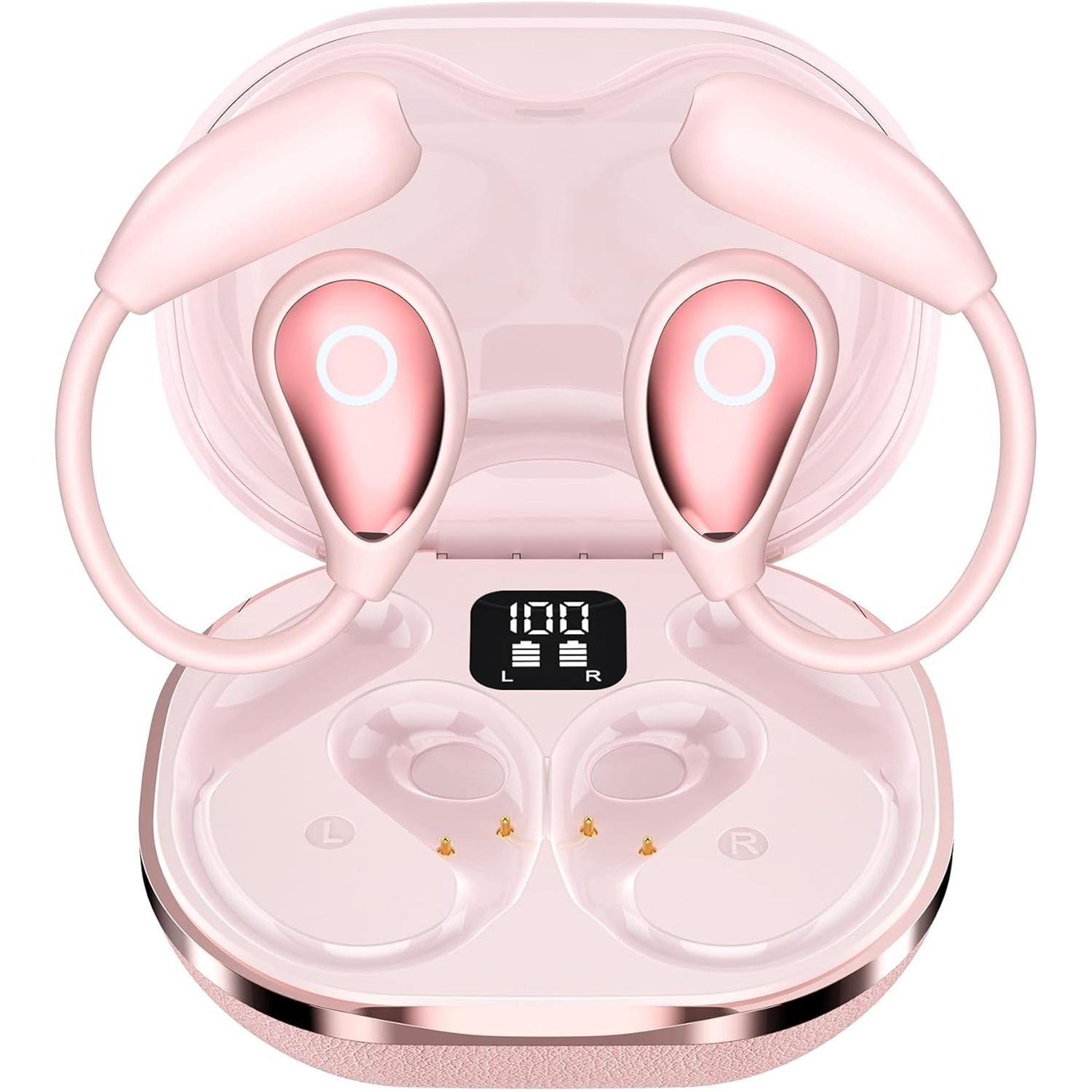 

Наушники-вкладыши с функцией перевода в режиме реального времени Bluetooth 5.4 AI, беспроводные наушники-переводчики 3 в 1, наушники с акцентами на 144 языка розовый