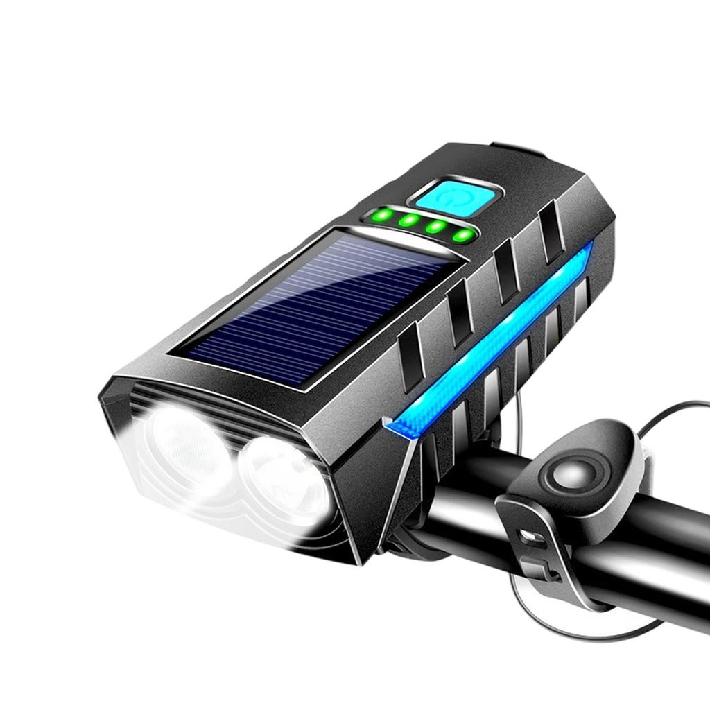 Solare Rennrad-Frontleuchte, USB-wiederaufladbar, LED, Cycling Power Display, Taschenlampe für Nachtfahrten
