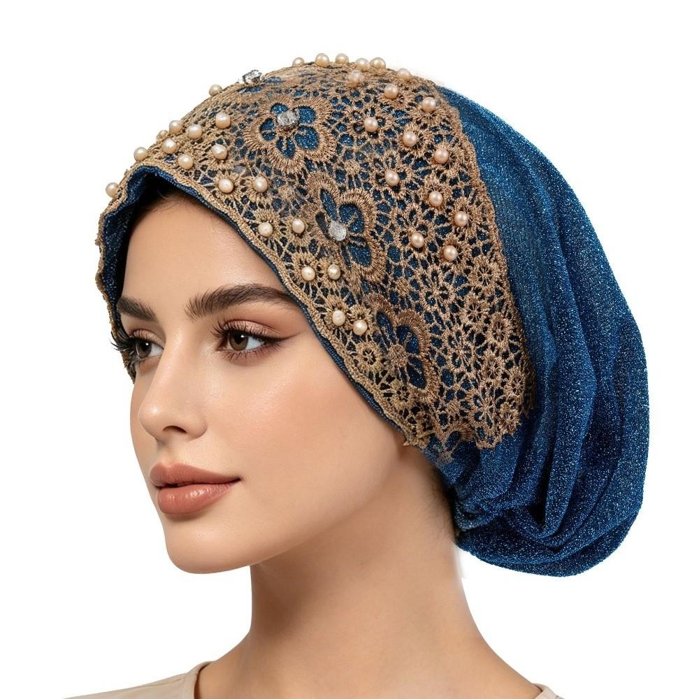 Floral Pattern Women s Lace Turban Cap Lace Trim Islamic Turban Hat Bonnet Head Wraps Women