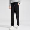Langdeng Men's High-Elastic Straight-Leg Casual Wool Blend Pants