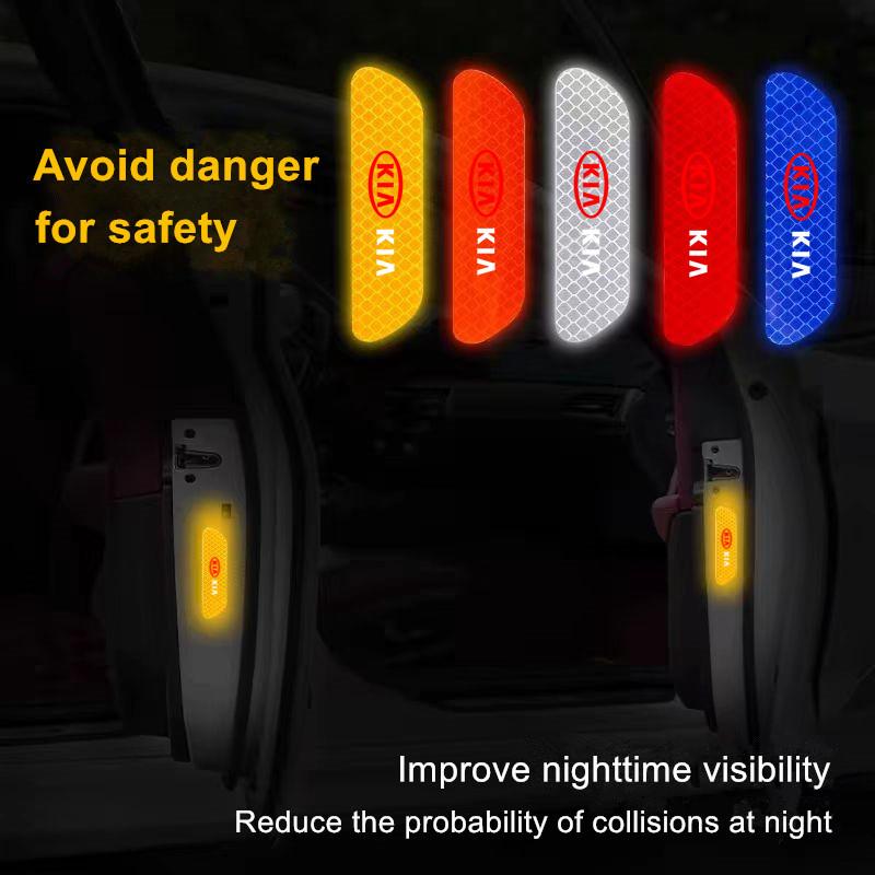 MTDY7 Car Door Safety Warning Reflective Mark Sticker Auto Styling For KIA K5 K9 Sportage Ceed Picanto Soul Rio Sorento Accessories