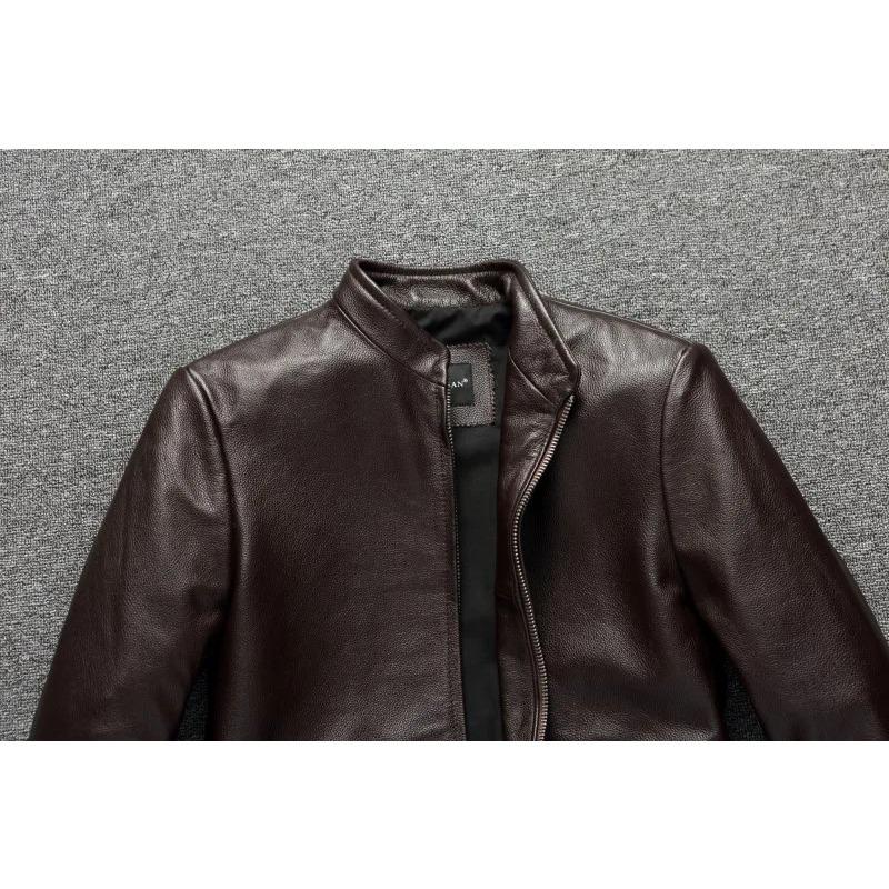 Chinese Size Casual Brown Genuine Leather Jacket Men Real Cow Skin Coat Spring Autumn Jaqueta Masculina Couro