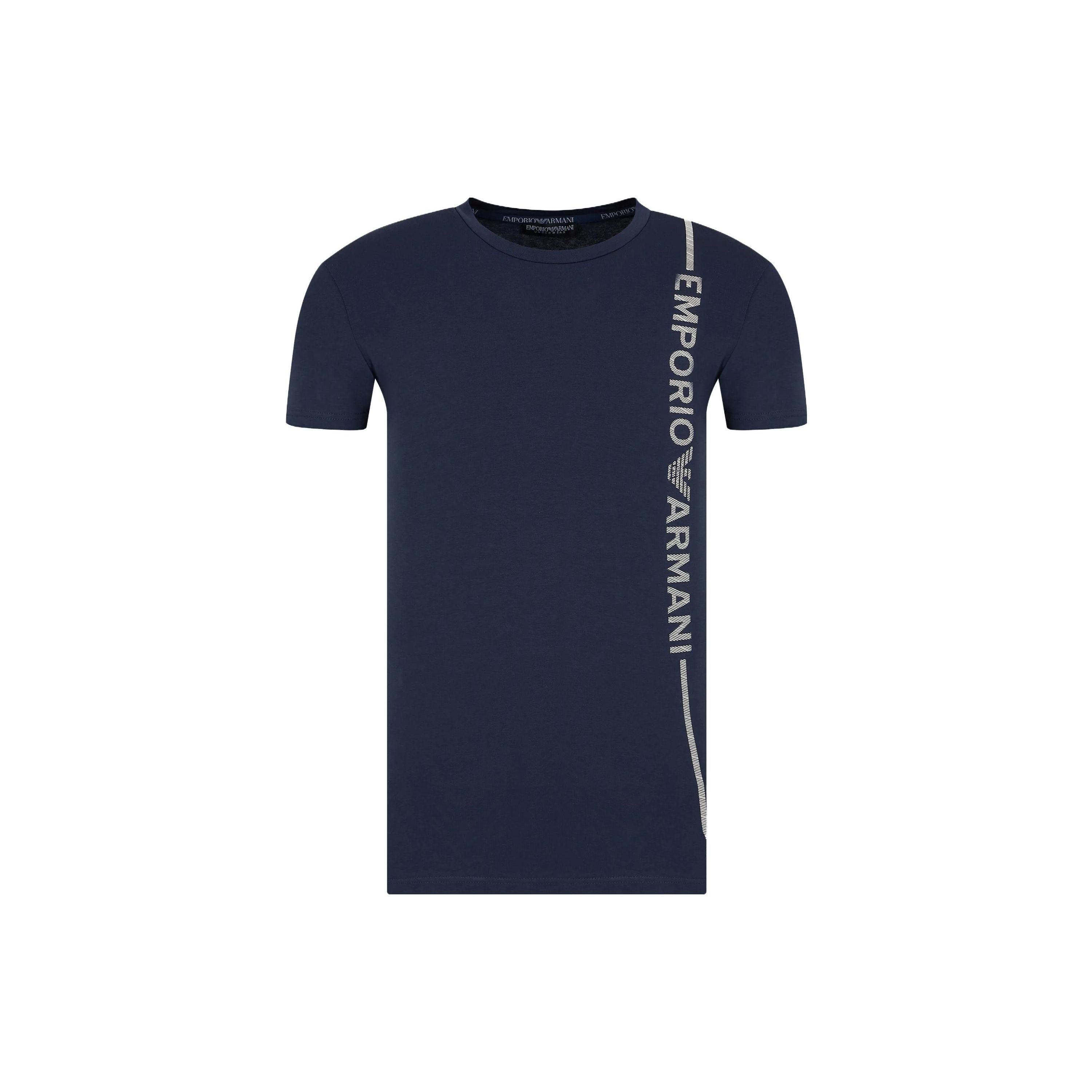 Emporio Armani Armani Sustainability Values Side Logo Slim-Fit Organic-Cotton Underwear T-Shirt Men Tops Navy-Blue 1110353-F5231-00135 L