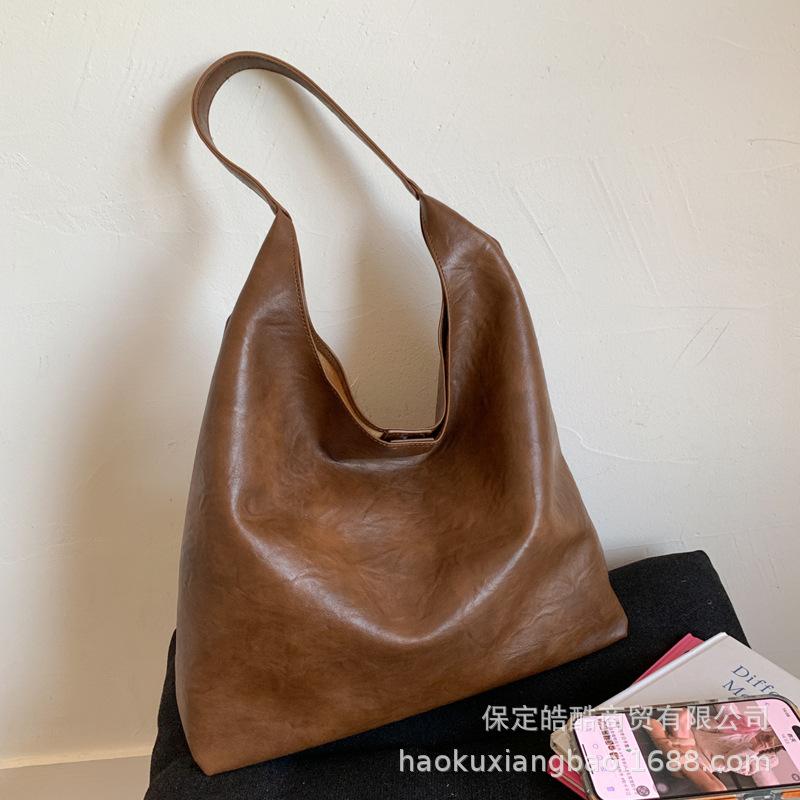 Retro Commuter Bag Women's Bag 2025 New Trendy Fashion Korean Tote Bag Versatile Casual Large-capacity Underarm Bag