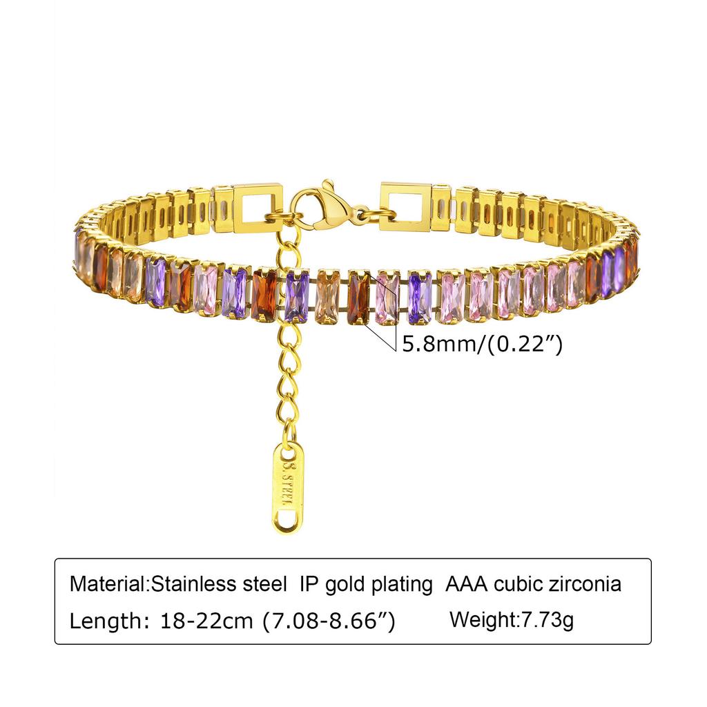 Stylish And Gorgeous Ladies Stainless Steel White Green Zircon Bracelet With Personality 1222