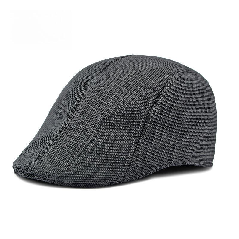 Men Breathable Mesh Flat Cap Summer Sunshade Ivy Cap Lightweight Duckbill Hat Retro Plain Forward Cap for Middle-Aged