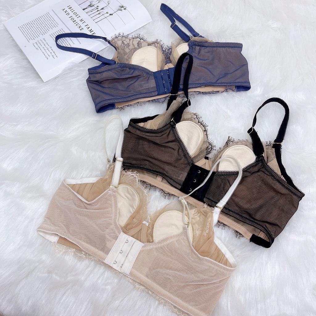 Soutien-gorge en dentelle sexy Soutien-gorge français à oreilles de lapin Couverture de soutien-gorge à armatures souples Soutien-gorge au design fin Lingerie froncée et ajustée pour femmes