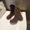 Beige Retro Detachable Boots Thick Heel Martin Boots Women's 2025 New Spring and Autumn Height-increasing and Thin Knight Boots