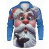 Men's Christmas shirt, Santa Claus 3D printed cartoon smiley face shirt