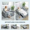 2 Seater Sofa Bed, 3-in-1 Convertible Sleeper Sofa with Click-clack Adjustable Backrest and 2 Pillows, Grey