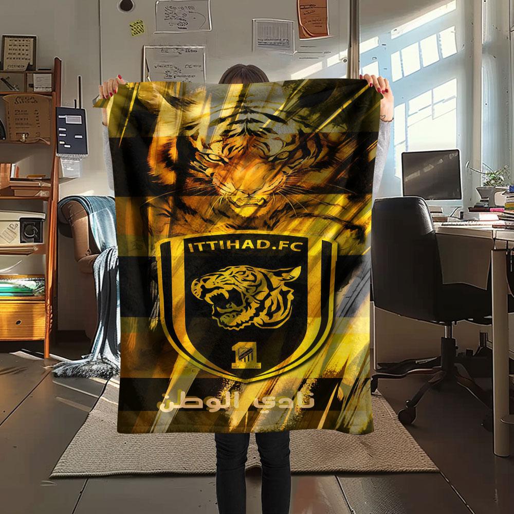 1PC Al-Ittihad FC Patterned Flannel Blanket Suitable For All Seasons for Home Decor Warmth and Comfort Gifts Holiday Present