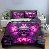 "Skull Butterfly Art Decoration Set" Bedding Set with 1 Duvet Cover 2 Pillowcases Single Double King Queen, Gift