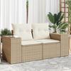 VidaXL Garden Sofa with Cushions 2-seater Beige Braided Resin 366081