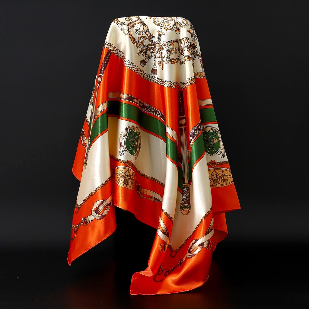 Europe America Kerchief Four Seasons Popular Silk Scarves Luxury Style Sunscreen Square Shawls New Fashion 90X90CM Headcloth