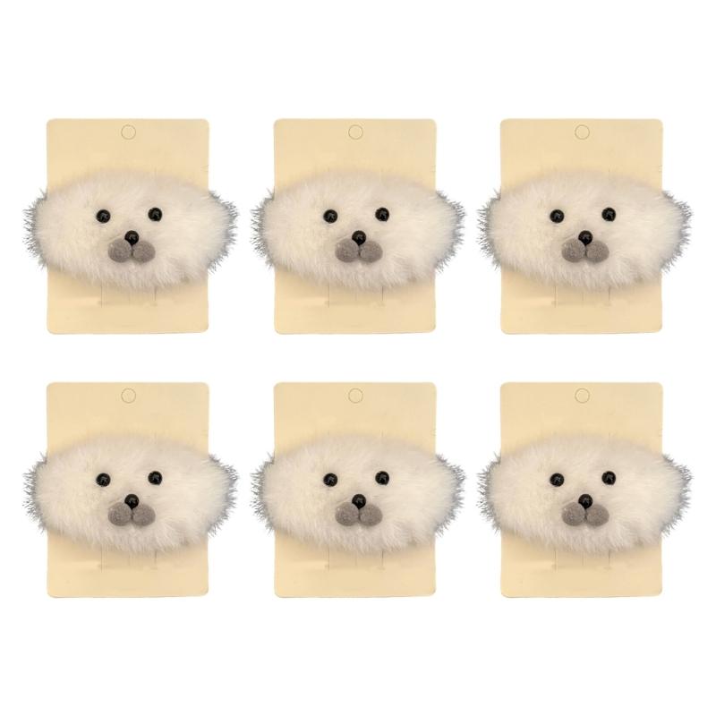 6Pcs Plush Siamese Puss Seal Hair Clip for Girls Soft Comfortable Hair Accessory Fashionable Side Clip for Daily Wear