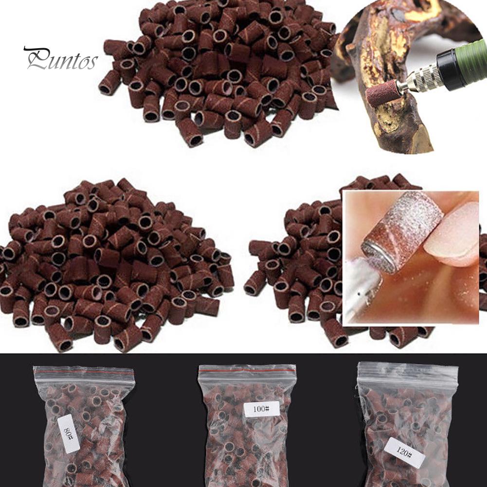 Punti Nail Art 100 Pezzi Buffer Abrasivo Banda Punte per Macchina Lima Trapano Anello Abrasivo Strumento