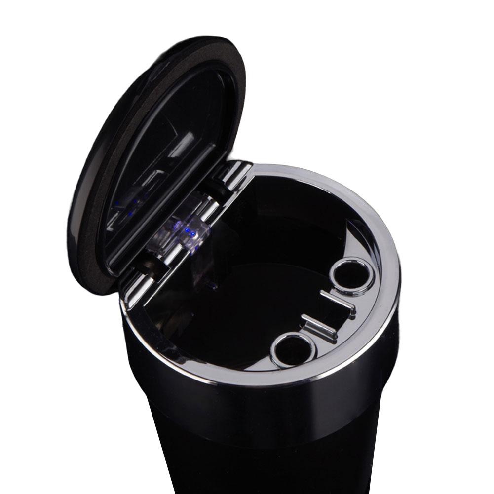 Car Ashtray with Lid Cigarette Ashtray with LED Light Mini Car Trash Can Smell Proof with Double Smoke Hole for Outdoor Travel