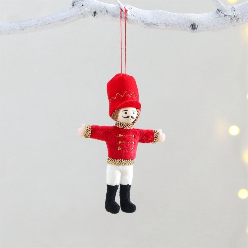 Classical Fabric Nut Cracker Soldier Figures Christmas Tree Hanging Ornaments Holiday Home Decoration