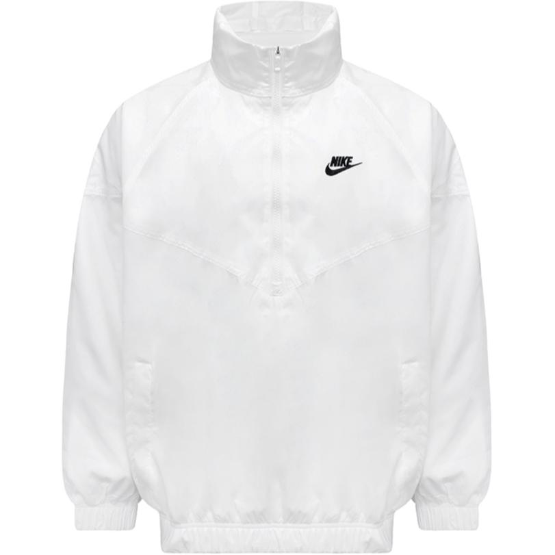 Nike Solid Color Stand Collar Half-Zip Casual Long Sleeve Jacket Men Jackets White DQ4911-100