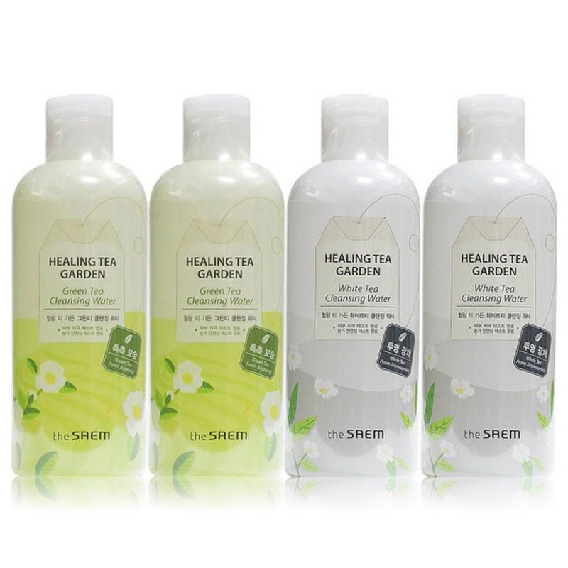 The Saem Healing Tea Cleansing Water 300ml X 4ea Green Tea 2 Pcs + White Tea, 2 Pcs