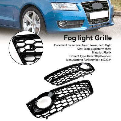 Pair Honeycomb Front Fog Lamp Cover Grille Grill 1522024 Fit for A5 2007-2011