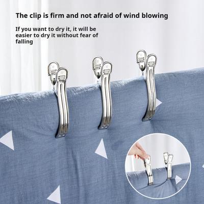 Pinzas para ropa de acero inoxidable, pinzas para toallas de alta resistencia, pinzas para ropa con resorte fuerte, diseño antideslizante multiusos, secado
