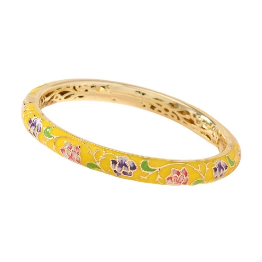 Enamel Vintage Cloisonne Bangle Traditional Peony Floral Chinese Peony Flower Bangle Vintage Chinese Women s Hand Bracelet