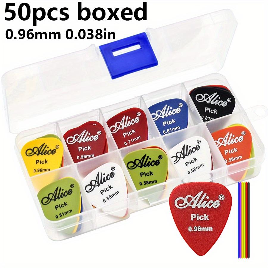 50pcs Alice Guitar Picks Set Varying Thickness from 0.58mm To 1.50mm Durable Plastic Picks with a Transparent Storage Case JXB