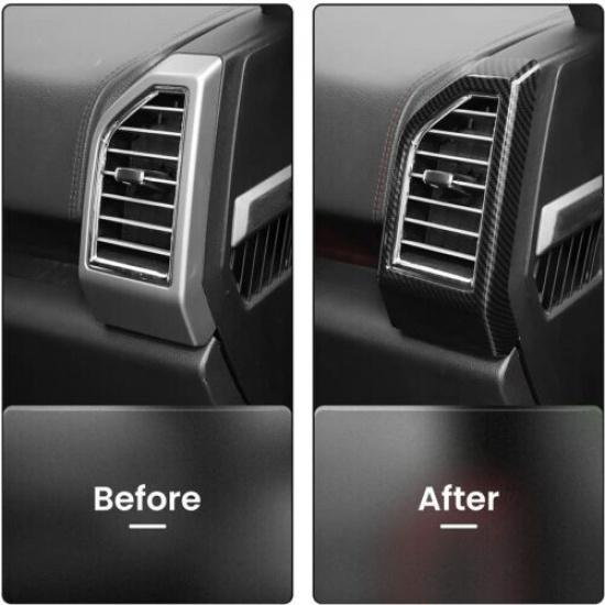 For Ford F150 2015-20 Carbon Fiber Console Side Air Vent Louver Fans Covers Trim