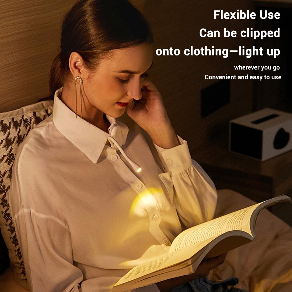 ABS Mini Rechargeable Reading Light Eye-Care Reading Light For Books In Bed Flexible Gooseneck Clip On Light For Book Lovers