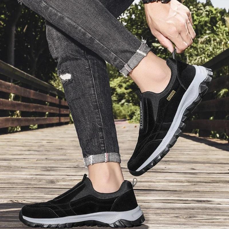 Hiking Shoes Slip-on Male Sneakers Outdoor Anti-skid Casual Men Shoes Breathable Faux Suede Man Loafers Man Footwear Zapatillas