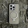 360° Rotating holder magsafe charging case for iPhone 16 15 14 13 12 11 Pro Max Titanium gray magnetic shockproof phone cover