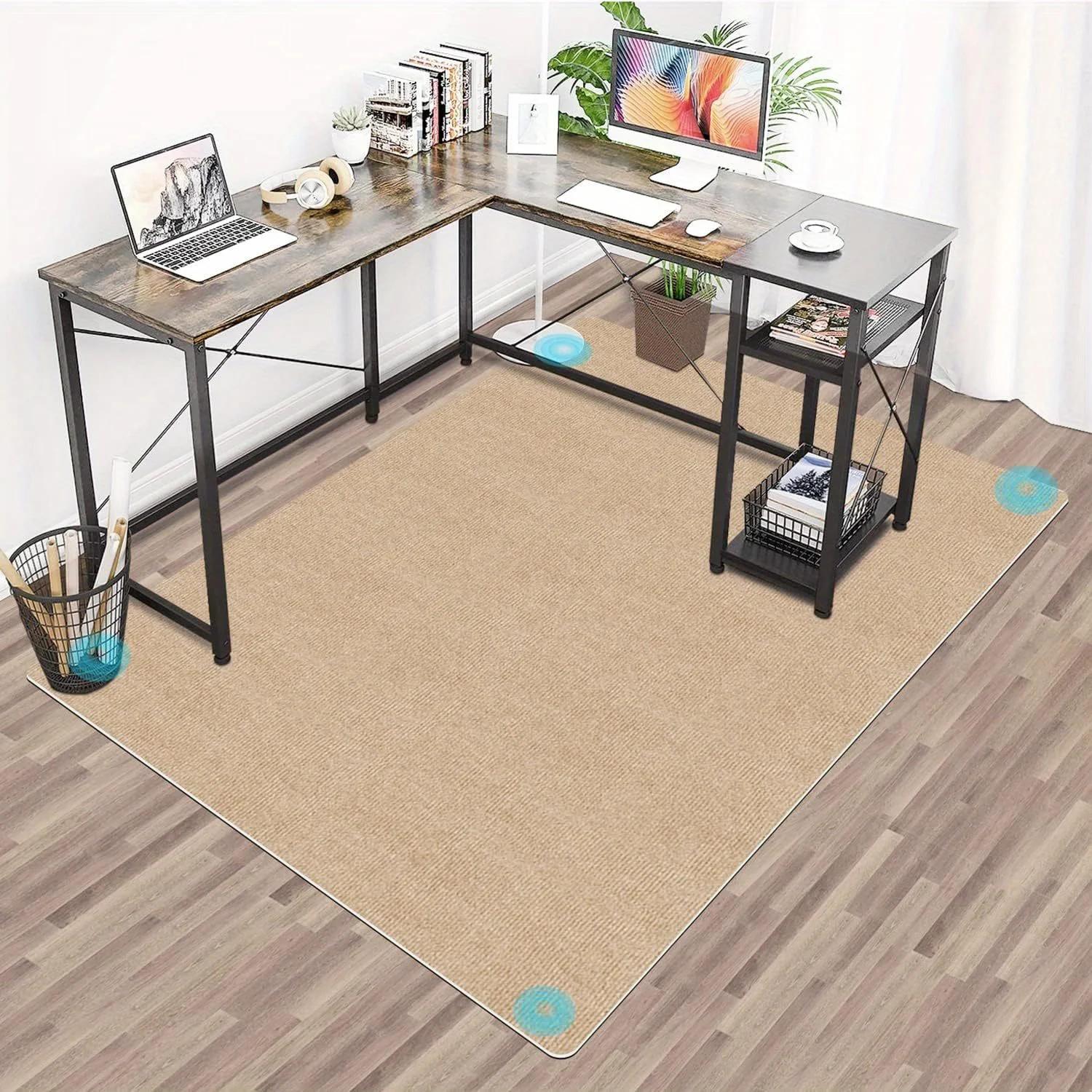 

Large Size Office Chair Mat Anti-Slip Machine Washable Desk Carpet for Hardwood Floors Home Decoration 90x120cm бежевий