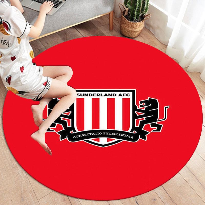 Sunderland Association Football Club Round Area Rug,Carpet Rug for Living Room Bedroom Sofa Playroom Decor,Non-slip Floor Mat