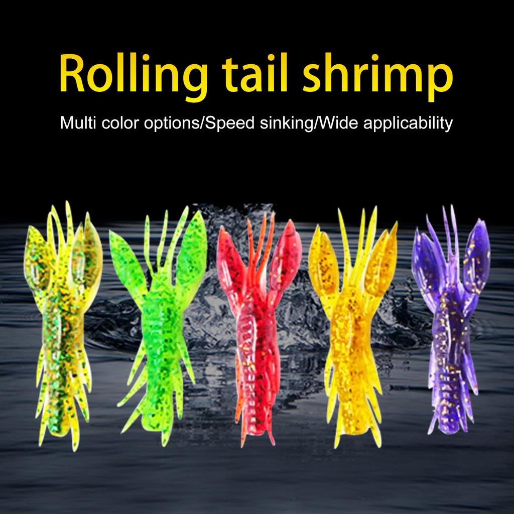Floating Soft Hammer Fake Shrimp 7.5cm Fish Shaped Soft Worm Seawater,fishing Soft Plastic Bass, Crayfish Soft Plastic Worm Fishing