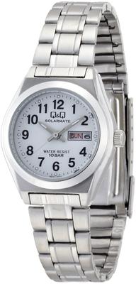 Citizen Analog Solar Wasser Datum Wochentag Metall Weiß Q&Q Damenuhr, Widerstandsfähig, Zifferblatt, Zifferblatt, Armband, H011-204,