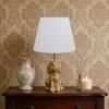 Cute Room Decor White Dog Table Lamp with White Linen Shade 17.7inch for Bedside Bedroom Home Living Room Decoration