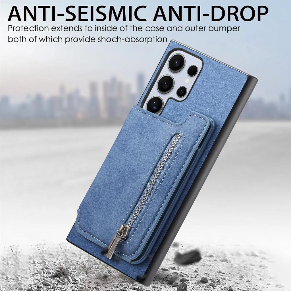 2 in 1 Magnetic Cards Solt Zipper Wallet Leather Detachable Case For Samsung Galaxy S24 Ultra S23 Plus A05 A55 A15 A25 Bag Cover