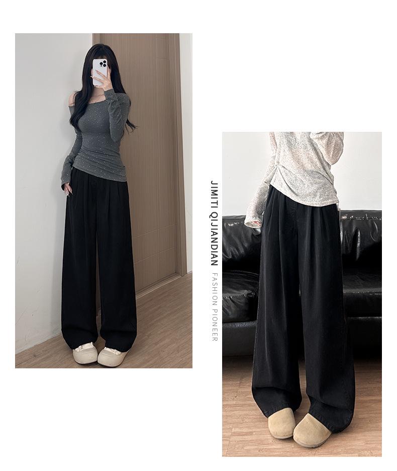 White Yamamoto Women's 2025 Retro High-Waisted Straight Wide-Leg Jeans for Spring/Summer