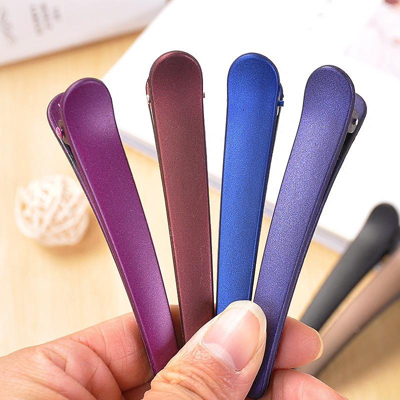 12Pcs Plastic Frosted Professional Salon Hair Clamps Colorful Barrette Styling Tools Crocodile Hair Clips Duckbill Clip Large