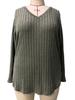 2025 Autumn/Winter Plus Size Women's V-Neck Long Sleeve Ribbed Loose Top